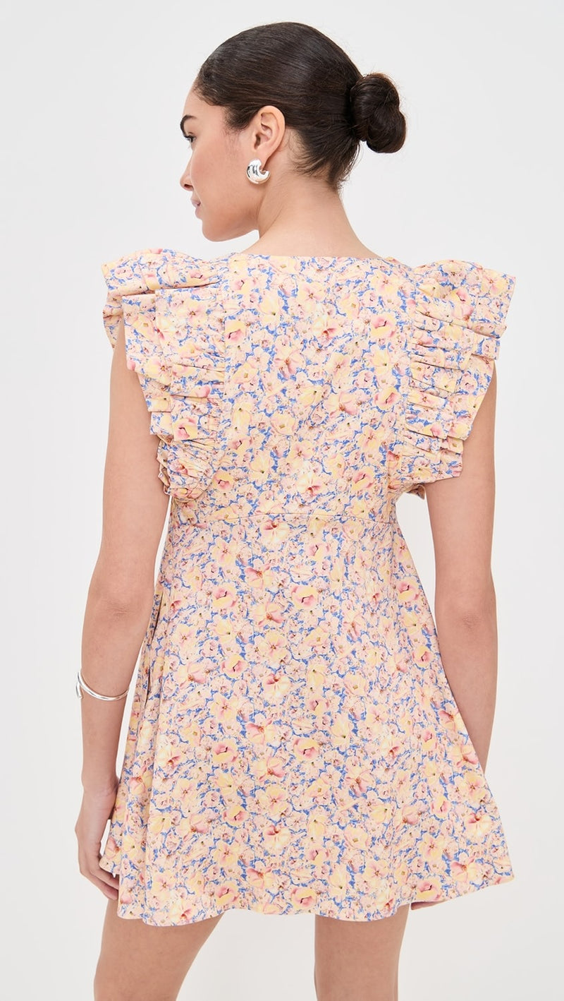 Nola Dress Yellow Garden Cotton
