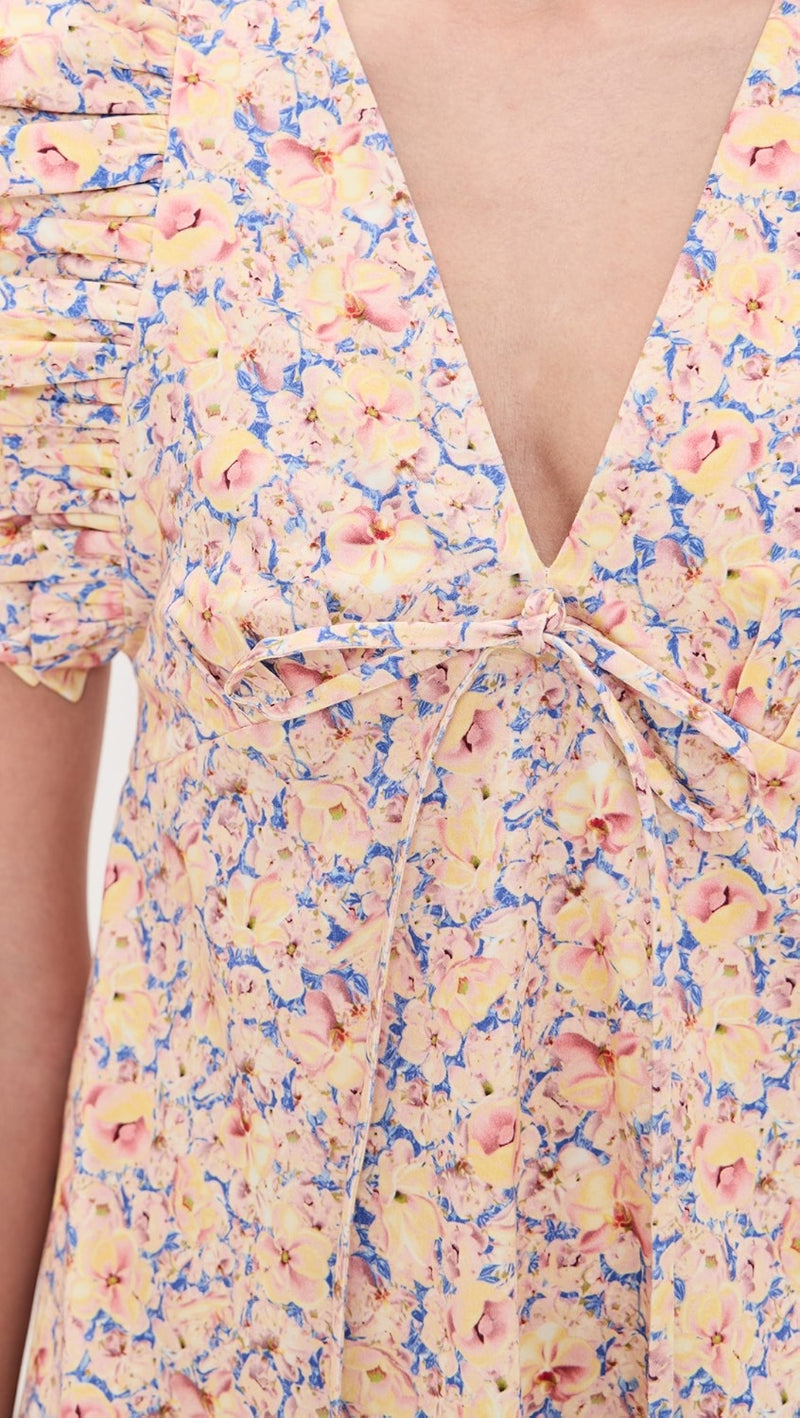Nola Dress Yellow Garden Cotton