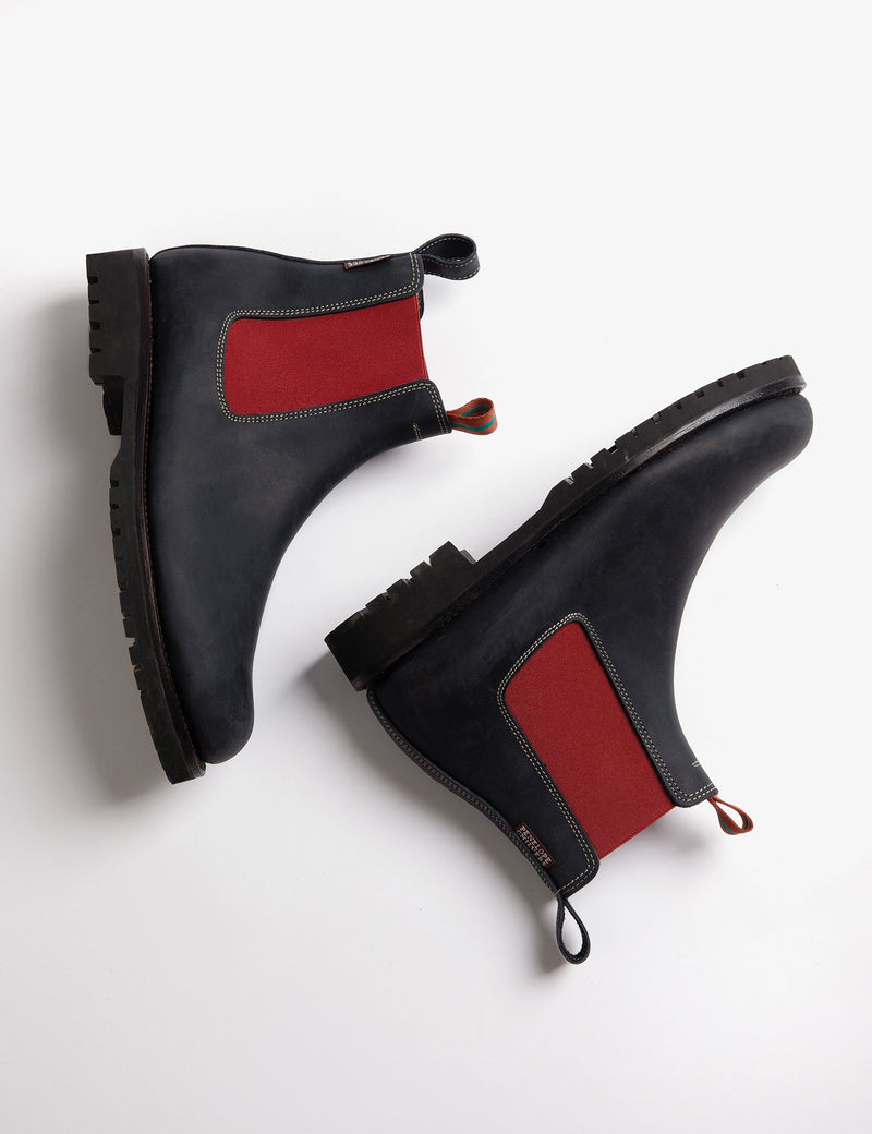 Navy and Red Nelson Wool-Lined Leather Boot
