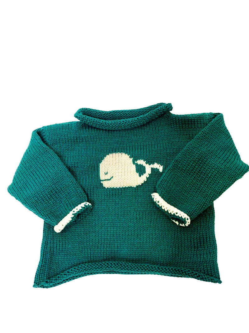 Dark Green & Ivory Whale Pullover